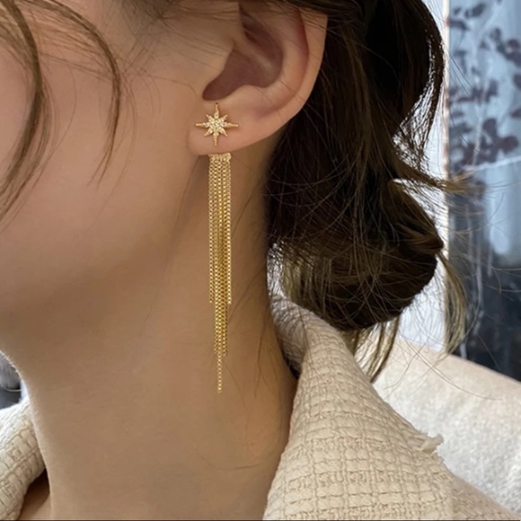GP Star Tassels Stud Earrings - Picture 3 of 6